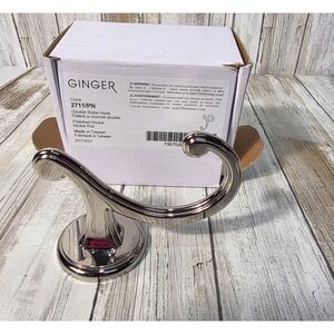 Ginger Circe Double Robe Hook Polished Nickel Wall Mount New Polished Chrome